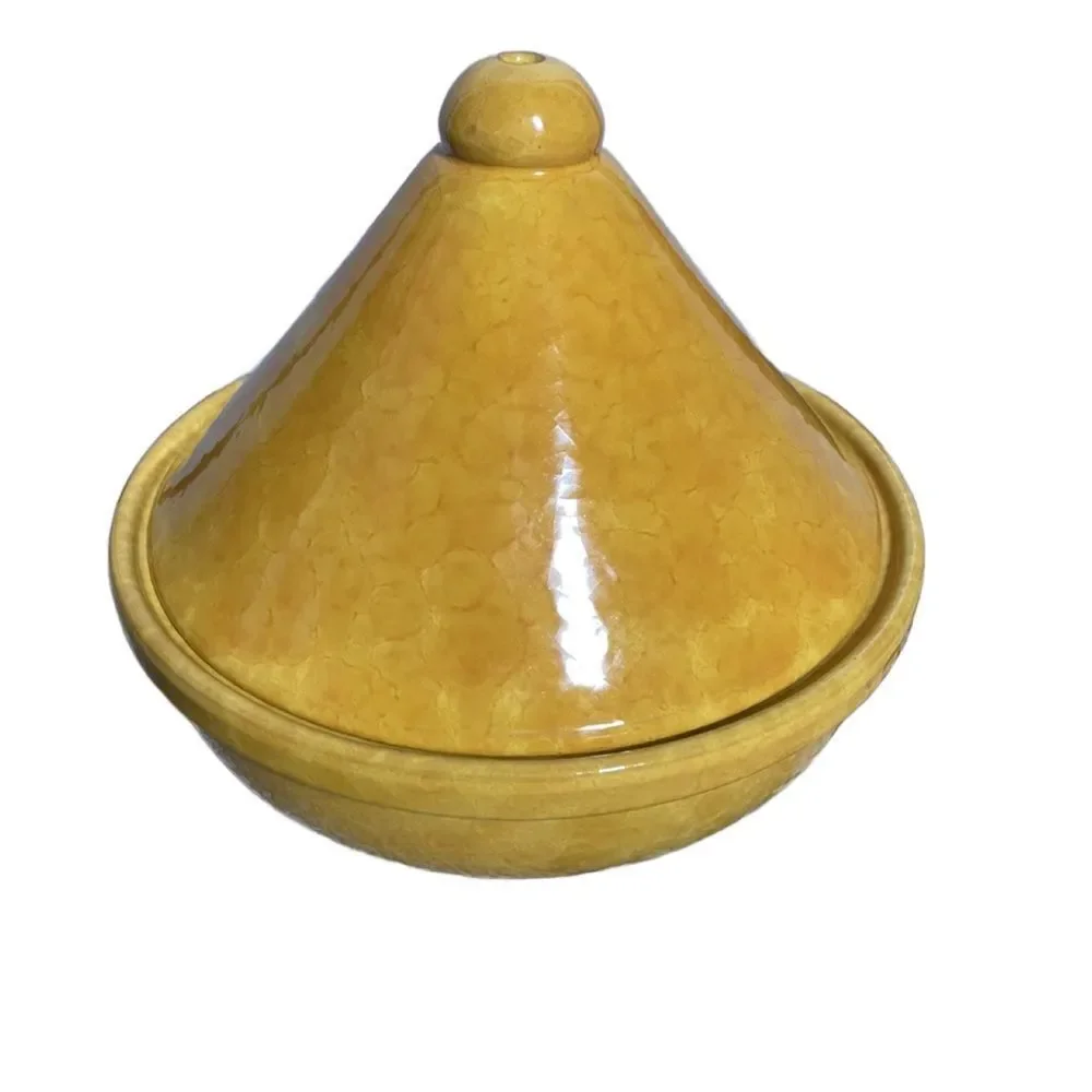 Vintage Traditional Moroccan Mustard Yellow Tagine Cooking Pot (Made in Italy)